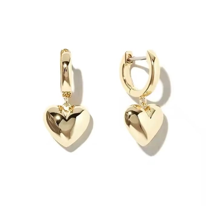 Oorbellen hart/14 karaat goldplated/2.4cm