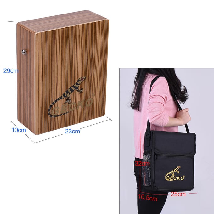 GECKO C-68Z Draagbare Cajon Box Drum Hand Drum Houten Percussie Instrument met Riem Draagtas black