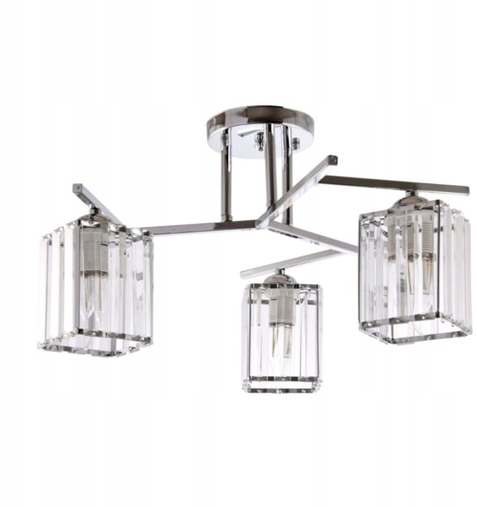 Moderne Hanglamp 3-lichts, Kristal & Metaal, Sfeervol Verlicht