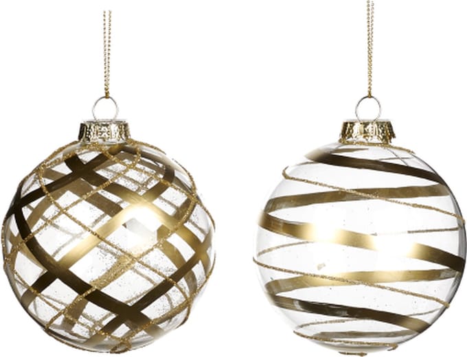 Goodwill Kerstbal Stripe Glas Multicolour 8 cm Voordeel Ass. Per 2 Stuks