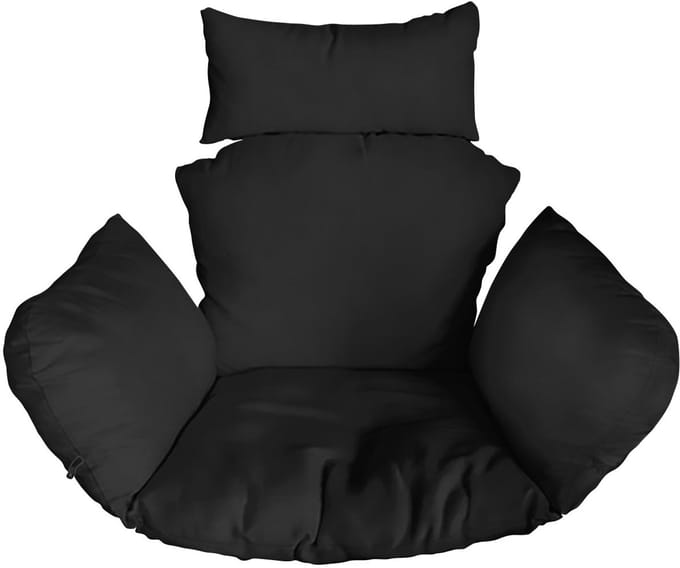 FEROCITY - Hangstoel Kussen XXL - Hangstoelkussen - Tuincocon Kussen - Schommelkussen - Polyester - Zwart