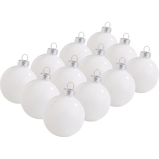 Kerstballen van glas, Ø 5,7 cm - Wit-Opaal