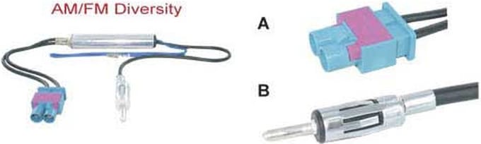 Diversity antenne adapter passief 2x fakra male --> din male
