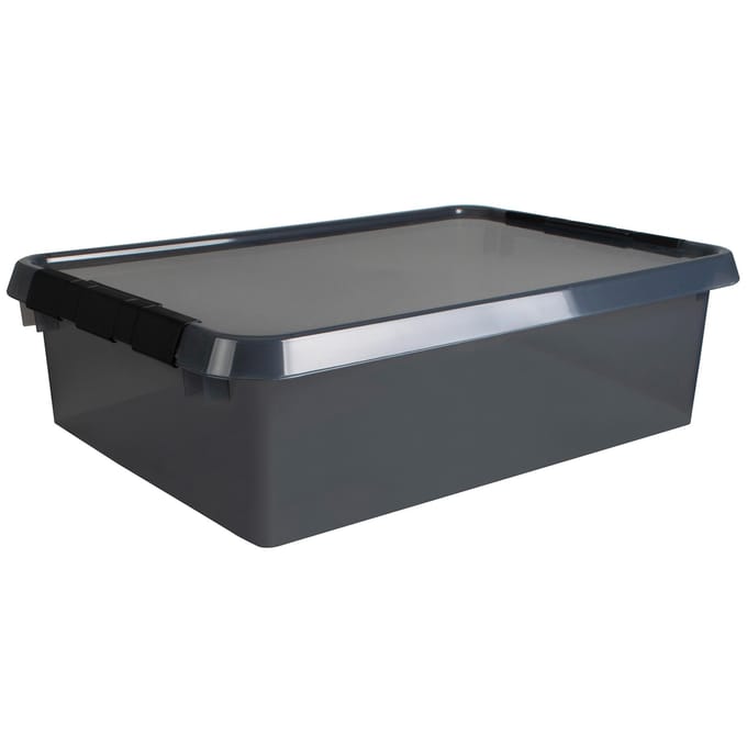 Sunware Comfort Line opbergbox 32L - L60xB40xH18cm - Transparant Grijs - Vocht- en stofvrije bewaardoos