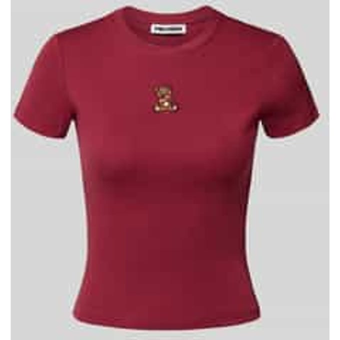 T-shirt met motiefstitching en ronde hals
