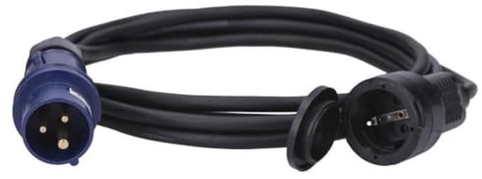 CEE-adapterkabel voor buitengebruik - 230V 16A, IP44, 3-polig, 5 meter