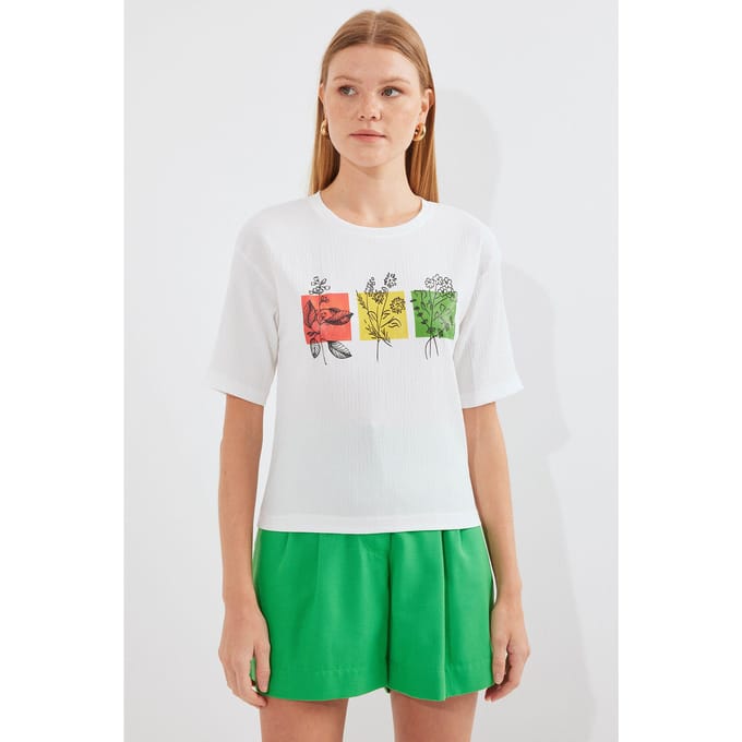 Geprinte Ronde Hals T-Shirt