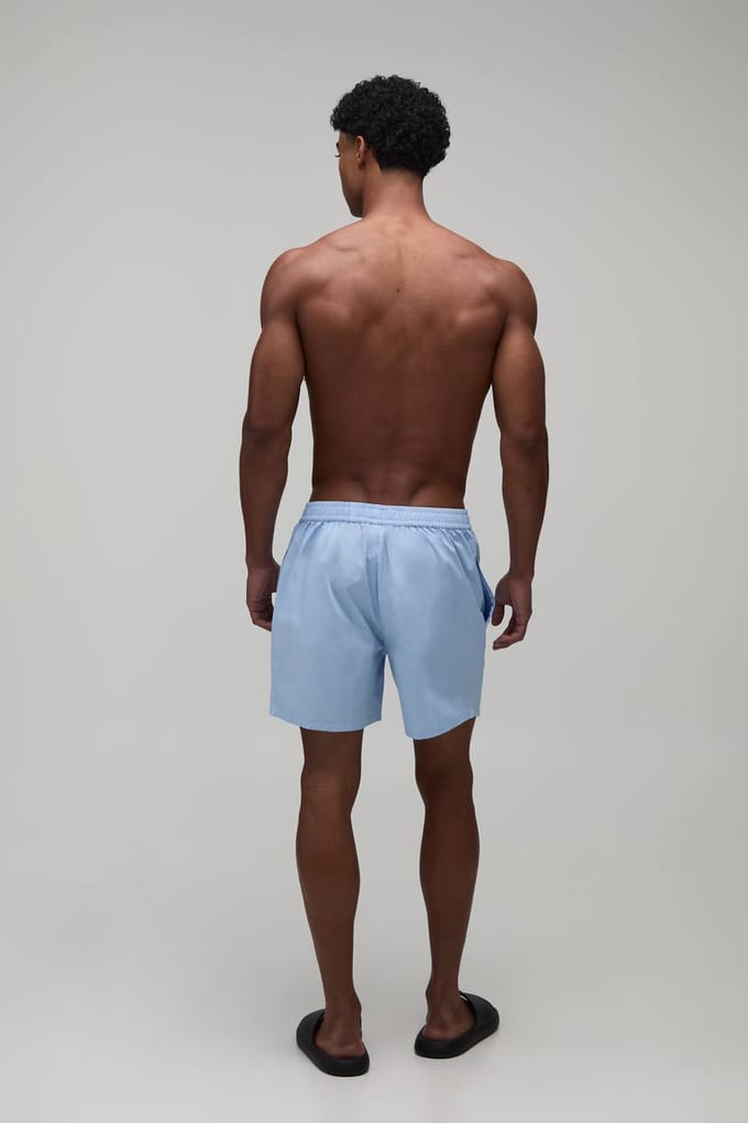 Ontspannen Katoenen Short In Boxerstijl Met Borduursel | Blue | Size Medium
