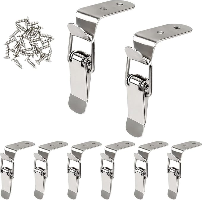 Spring Toggle Lock - Box Latch Toggle - Kast Deur Sluiten - 90 Graden Haaks Ontwerp - 8 stuks - Zilver