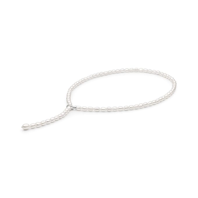Gaura -Parelcollier met rijstvormige parels – Lengte 50 cm – Diameter 4,5–5 mm – Verstelbare sluiting