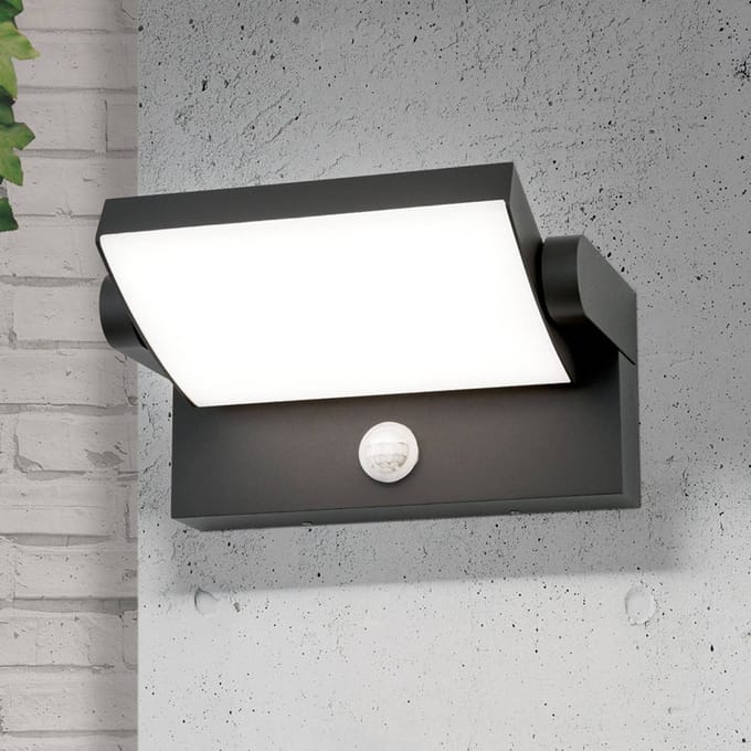 ORION LED buiten wandlamp Ginger, sensor, antraciet, IP54