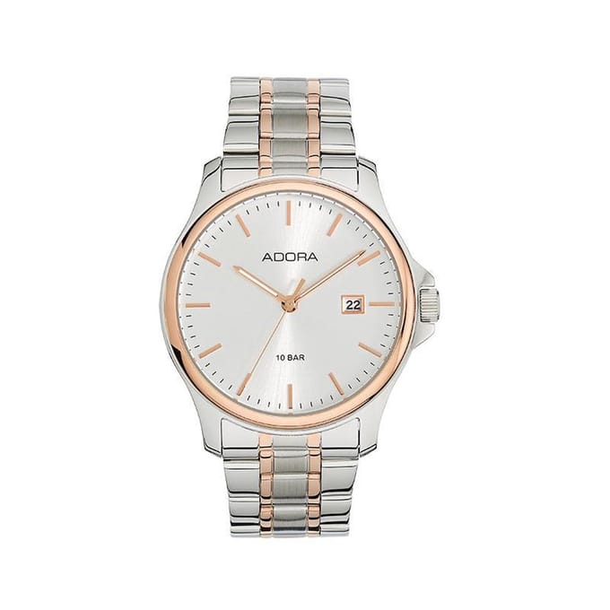 Mooi Adora  heren horloge zilver/rozekleurig AB6503