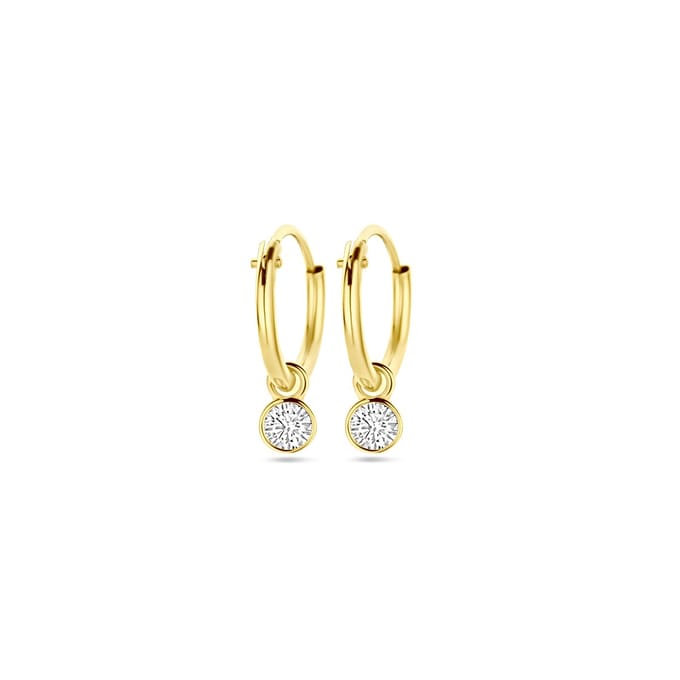Marie Celeste oorringen met hangers zirkonia - 11 mm - Goud
