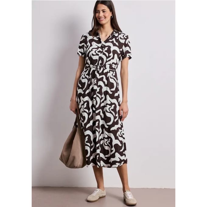Maxi-jurk met overhemdkraag en print