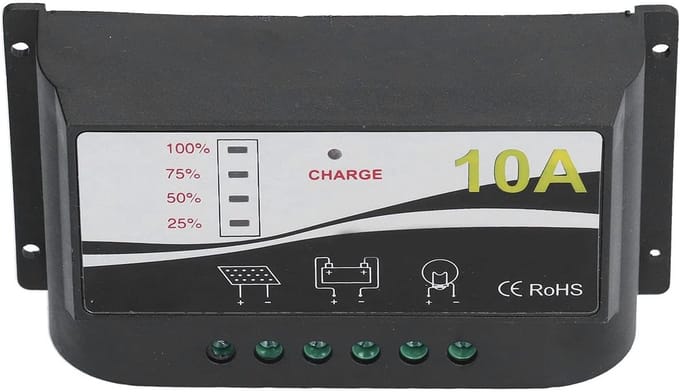 Solar Laadregelaar - Zonnepaneel Oplader - Accu Beheer - Industriële Microcontroller - 12V 24V - Zwart