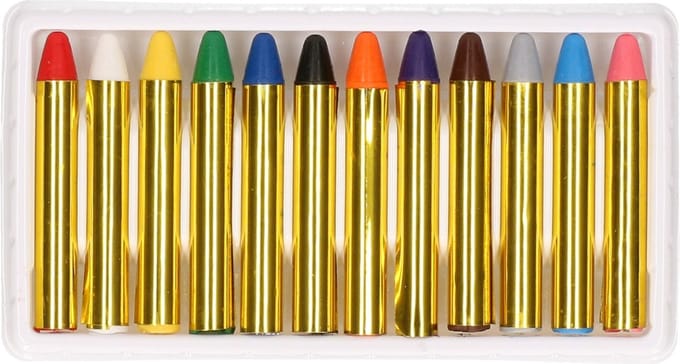 PartyDeco schminkkrijtjes set - 12x - multi kleuren - carnaval/halloween