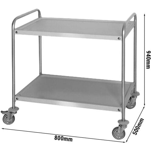 GGM Gastro Servierwagen - 800x500mm - mit 2 Abstellflächen Zilver