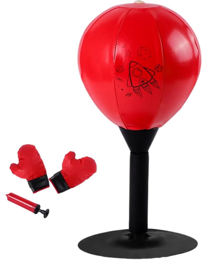 Bureauboksbal - Stresstas - Stressvermindering - Sterke zuigtechnologie - 20.7 cm breed - Rood