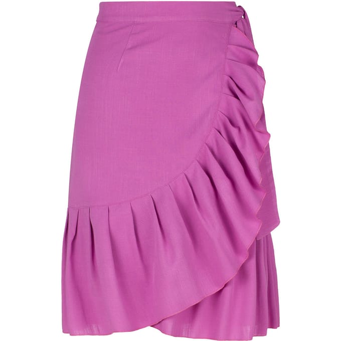 Roze wikkelrok met ruches