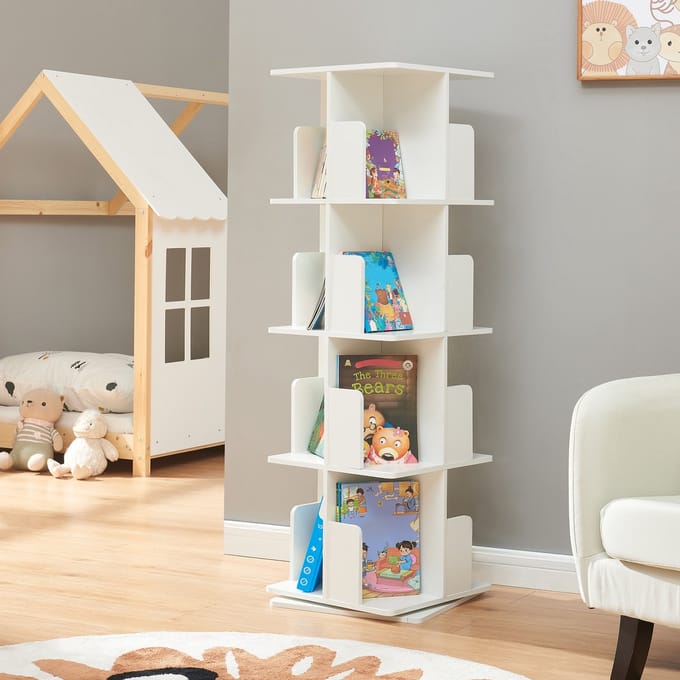 Kinderboekenkast Talöpintaa draaibaar 129x40x40 cm wit [en.casa]