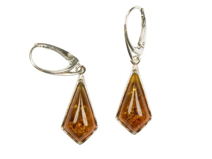 Zilveren oorbellen met sluiting Amber / Barnsteen 925 zilver