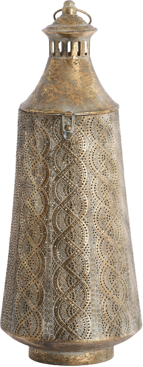 Light & Living kleiner windlicht SANYA bruin goud – Ø21x45 cm