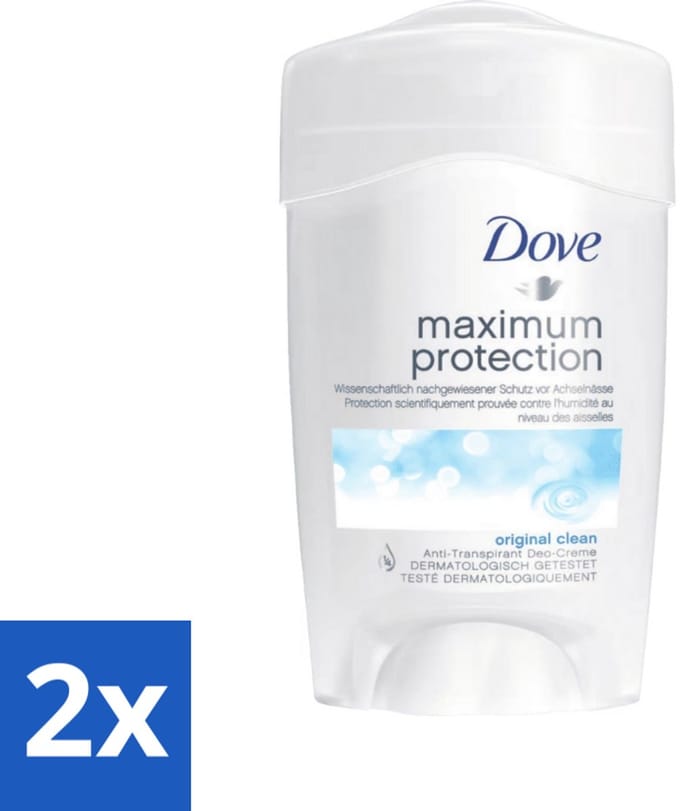Dove Deodorant Stick - Maximum Protection - Original Clean - 45 ml - Voordeelverpakking - 2 stuks