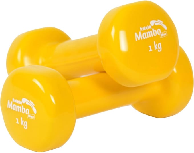 Mambo Dumbbells vinyl gecoat 1 kg geel/paar