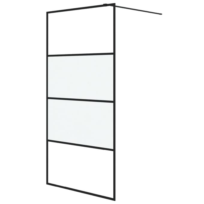 vidaXL - Inloopdouchewand - 100x195 - cm - halfmat - ESG-glas - zwart