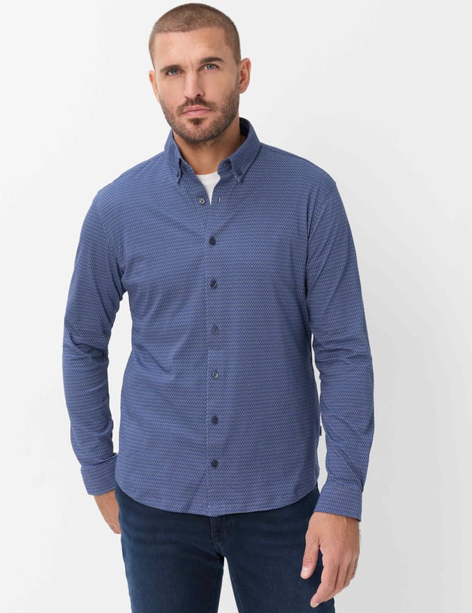 Brax Heren Shirt  Style DANIEL navy, donkerblauw, maat M