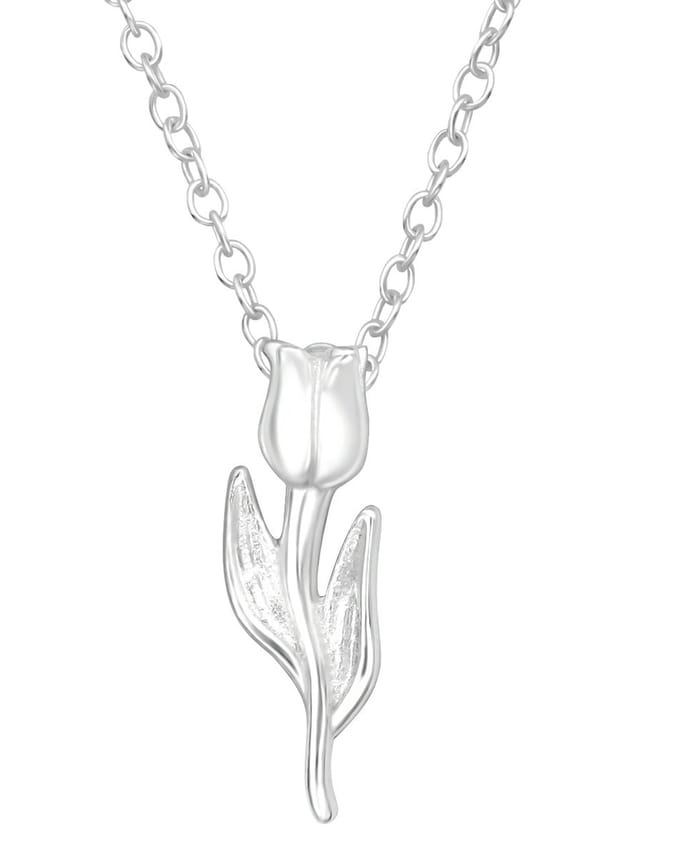 Joy|S - Zilveren roosje bloem hanger - met ketting 42 cm + 3 cm extension