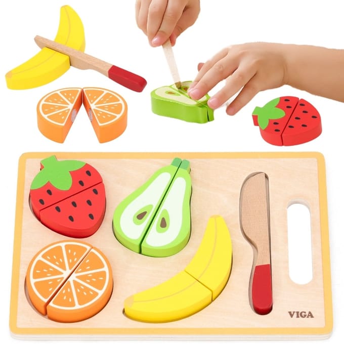 Viga Houten Montessori Educatieve puzzel Fruit om te snijden - UNI