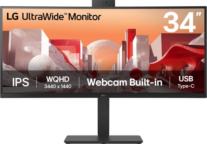 34" LG UltraWide 34BA85QE-B - 3440x1440 (UWQHD) - 60Hz - IPS - 90W USB-C - KVM switch