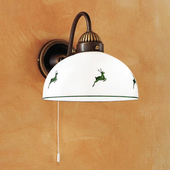 austrolux Rustieke wandlamp Nonna groen met herten
