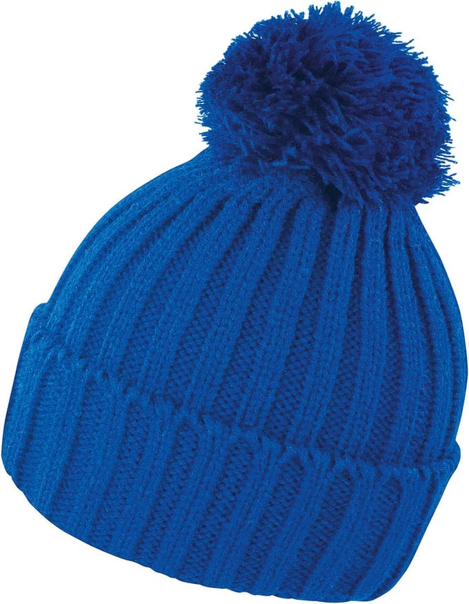 Result grof gebreide wintermuts met pompon - kobalt blauw - Wintermutsen voor dames/heren