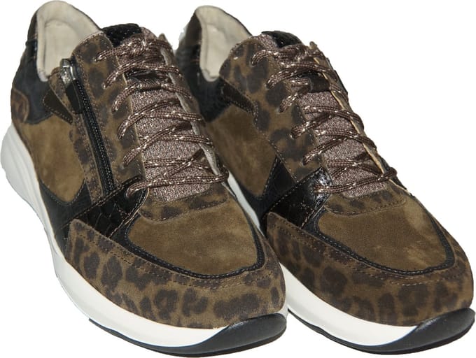 Durea Sneaker 6295 608 1175 Olijf Bruin Suede Wijdte K