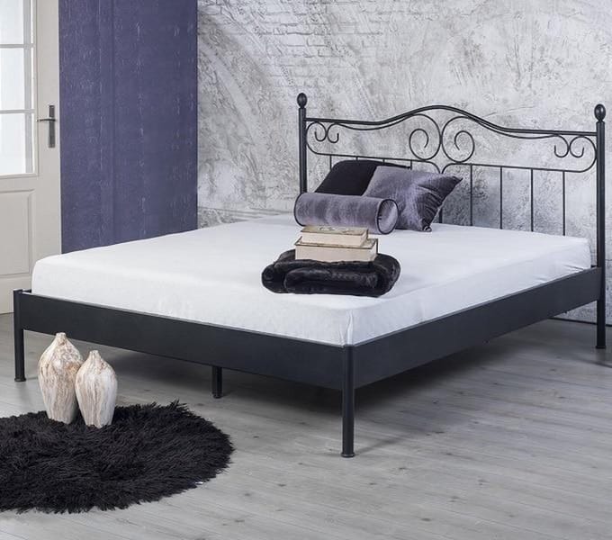 Bed Box Wonen Alessia metalen bed Zwart/Zilver 140x200 cm