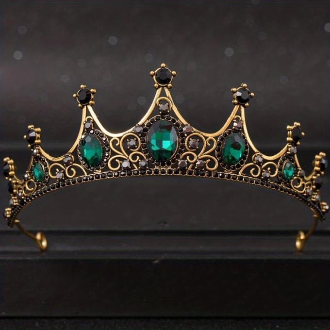 Bandeau Couronne Strass Mariage Mariée Princesse Reine Diadème Cheveux vert