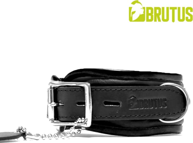 BRUTUS LEATHER - Leren Halsband - Zwart/Zwart