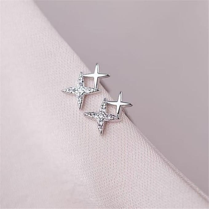 Boucles d'oreilles à clous avec breloque étoile en zircon pour femmes, accessoires B032 gray