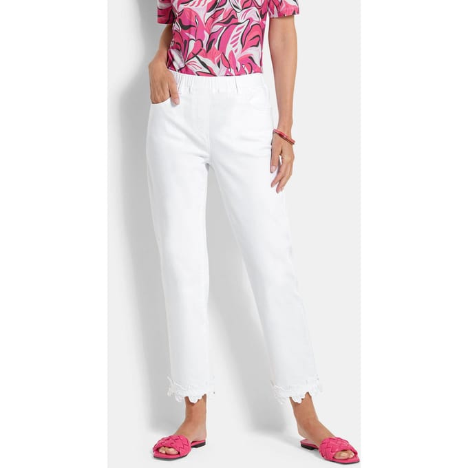 Jeans CARLA met kanten rand - wit - Gr. 20 van Goldner Fashion