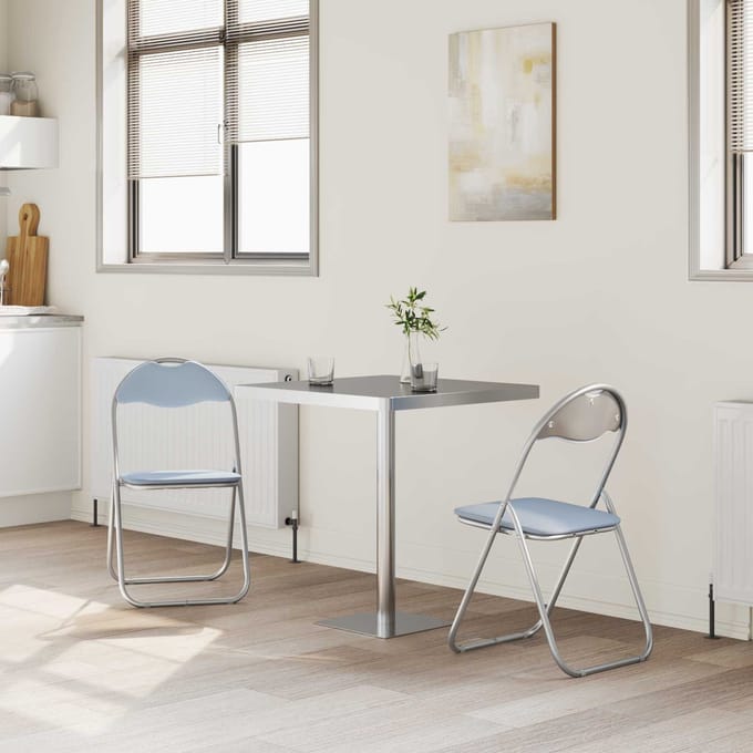 vidaXL - Inklapbare - stoel - 2 - st - Kunstleer - Grijs - 48 - x - 43,5 - x - 81 - cm