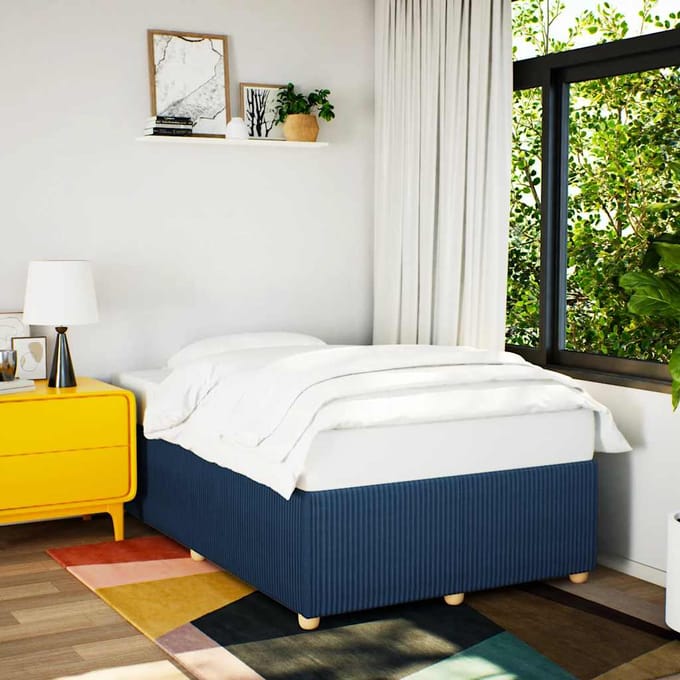 vidaXL - Bedframe - zonder - matras - 120x190 - cm - stof - blauw