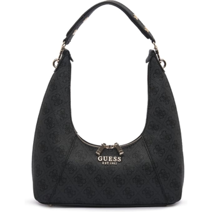 GUESS Schoudertas Calista Top Zip Shoulder Bag Coal Logo Donkergrijs
