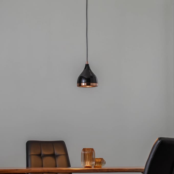 Opviq Hanglamp Yildo 7000 1-lamp Ø15cm zwart/koper