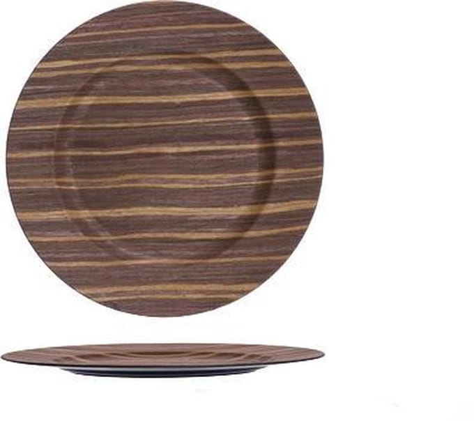 Bord Woodlook Bruin Rond 33x33xh2cmkunststof