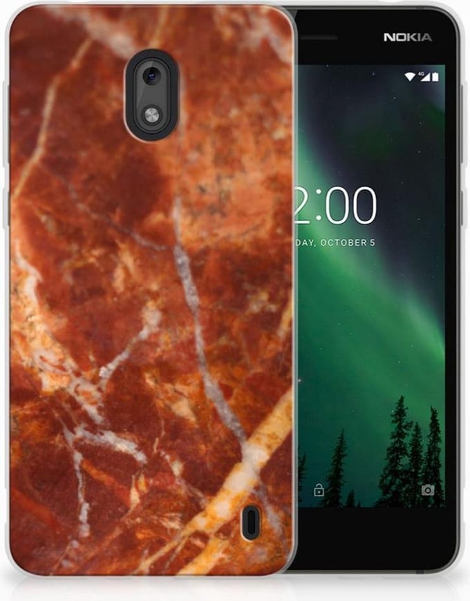 Nokia 2 TPU Siliconen Hoesje Marmer Bruin
