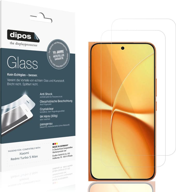 dipos – 2x Pantserfolie geschikt voor Xiaomi Redmi Turbo 5 Max | 9H Screenprotector