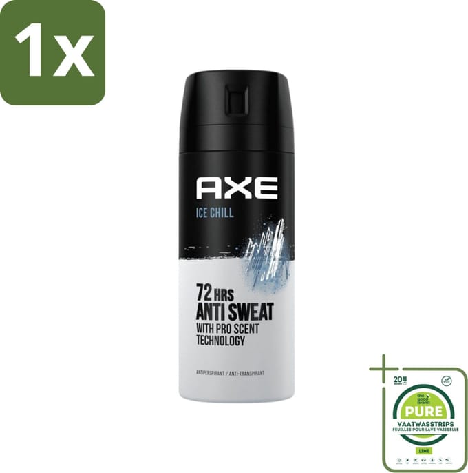 1 x Axe - Deodorant Spray - 72hrs Anti Sweat - Ice Chill - 150 ml - Deodorant - Anti-transpirant - Axe - Ice Chill - 72 Uur