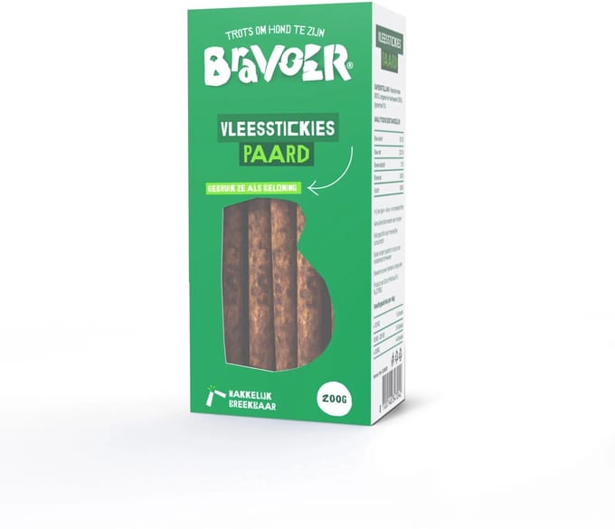 Bravoer Vleesstickies Paard 200 gram